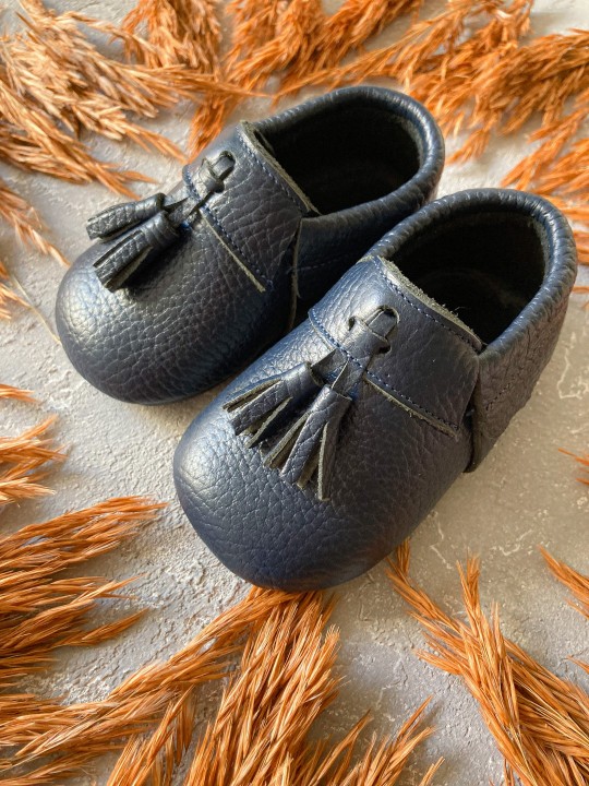 Hakiki Deri Lacivert Bony Bebek İlk Adım Ayakkabısı