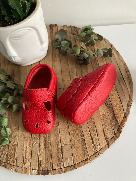 Nena Kırmızı Bebek Makosen Ayakkabı