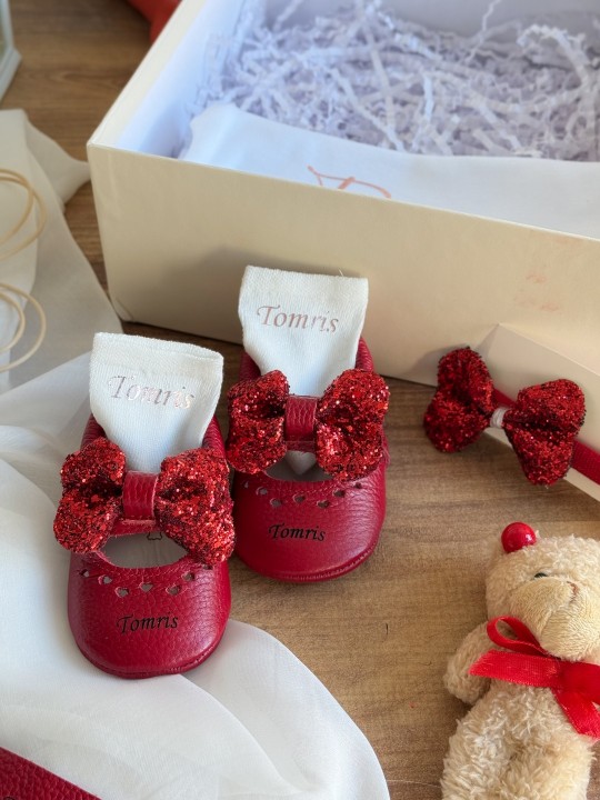 Kırmızı Shine Zıbınlı Bebek Hediye Seti