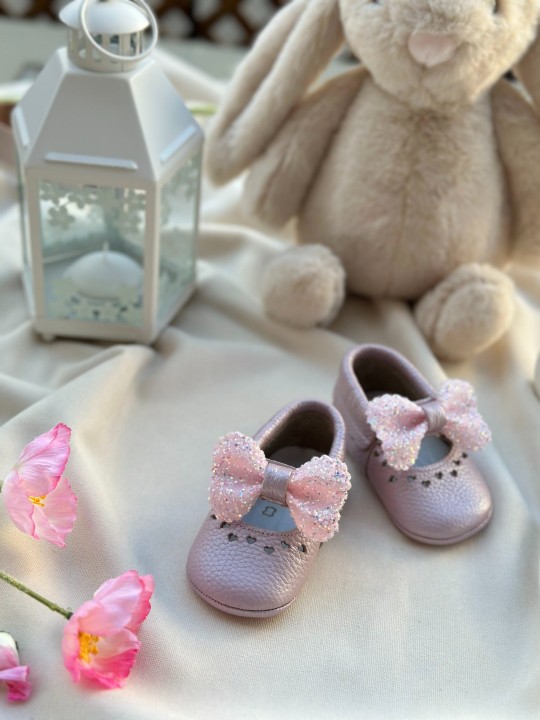 Lila Taşlı Shine Serisi Lila Bebek Makosen Ayakkabısı