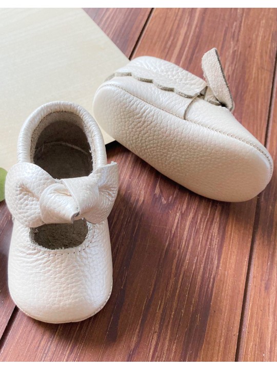 Metallik Krem Luz İsimli Bebek Ayakkabısı