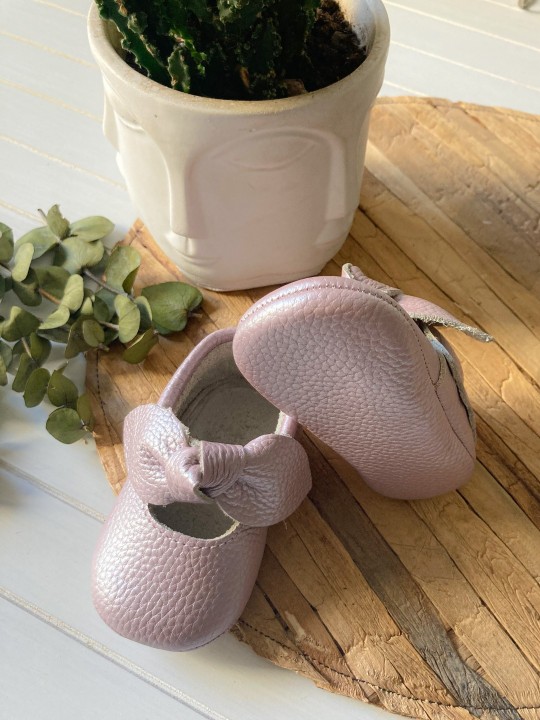 Luz Serisi Metalik Pembe Bebek Makosen Ayakkabı