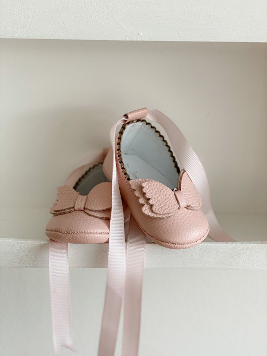 Pembe Pessa Kurdeleli Bebek Ayakkabısı