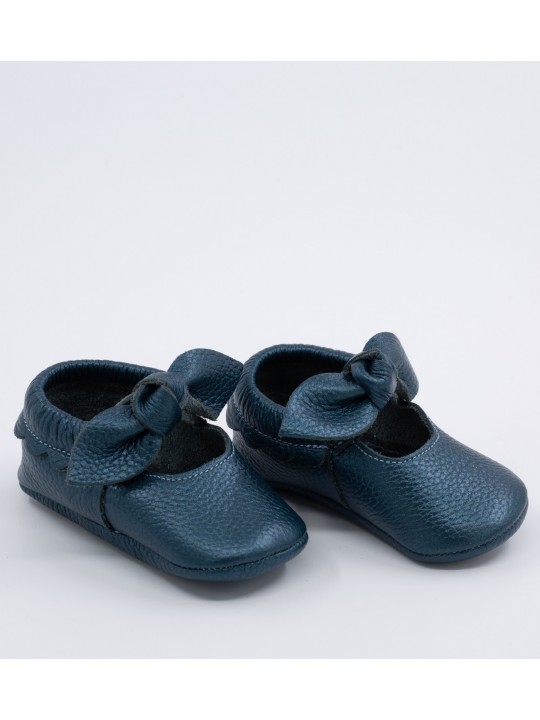 Luz Serisi Sedefli Mavi Bebek Makosen Ayakkabı