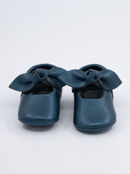 Luz Serisi Sedefli Mavi Bebek Makosen Ayakkabı