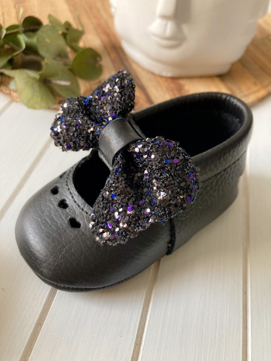 Shine Serisi Siyah Bebek Makosen Ayakkabısı