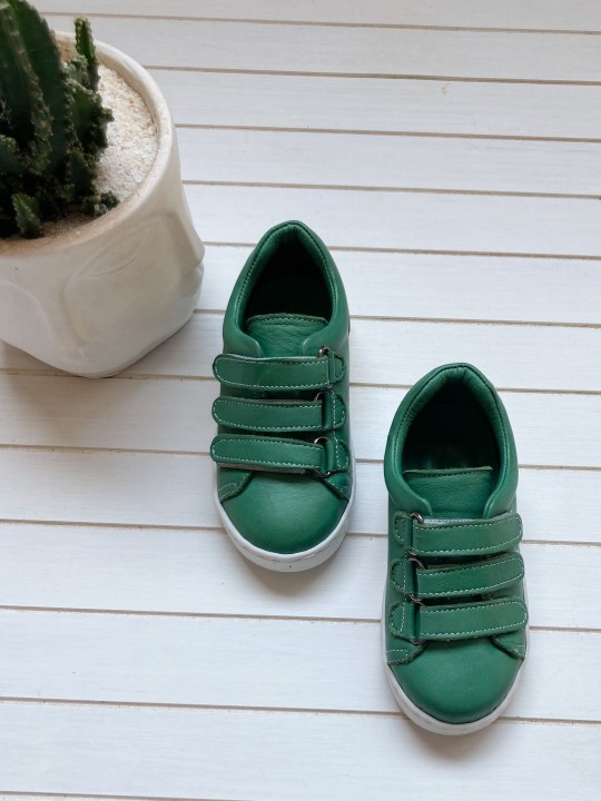 Cırt Cırtlı Deri Spor Ayakkabı - Yeşil